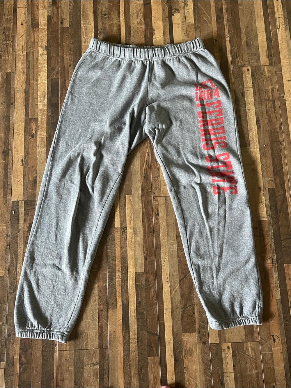 Gray Jogger Sweatpants with Red Side Graphic
